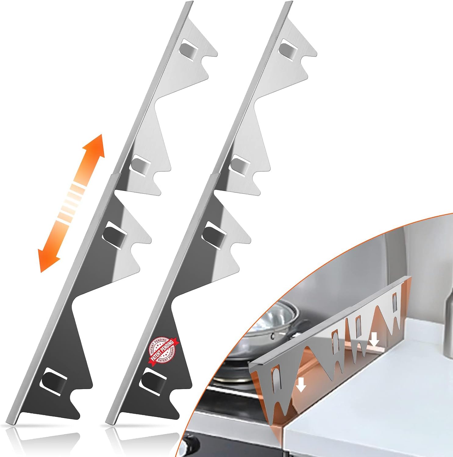 PURET Stainless Steel Stove Gap Cover Extendable 13.8" to 27.5" - Heat-Resistant Kitchen Counter Gap Guard for Stove, Oven and Appliances