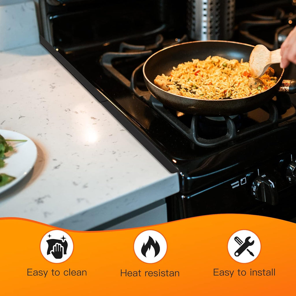 PURET Stainless Steel Stove Gap Cover Extendable 13.8" to 27.5" - Heat-Resistant Kitchen Counter Gap Guard for Stove, Oven and Appliances