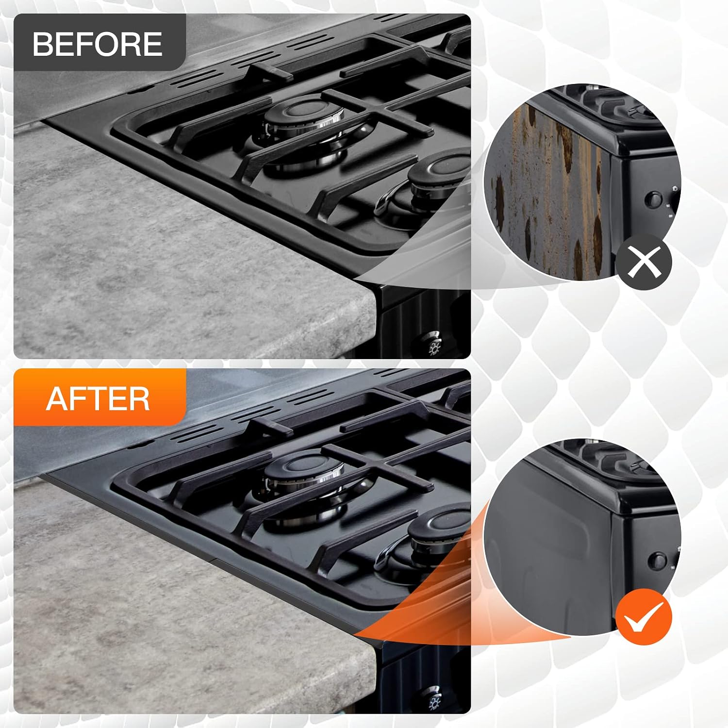 PURET Stainless Steel Stove Gap Cover Extendable 13.8" to 27.5" - Heat-Resistant Kitchen Counter Gap Guard for Stove, Oven and Appliances