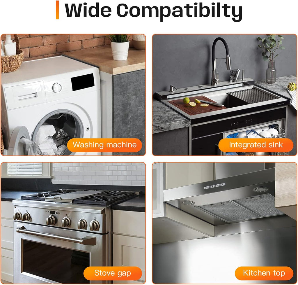 PURET Stainless Steel Stove Gap Cover Extendable 13.8" to 27.5" - Heat-Resistant Kitchen Counter Gap Guard for Stove, Oven and Appliances